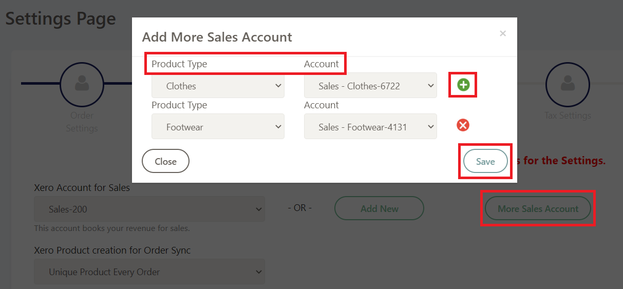 Product type from Shopify to Xero account mapping in Xero bridge app.